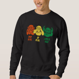 Moletom Música Reggae dizendo Três macacos sábios para os