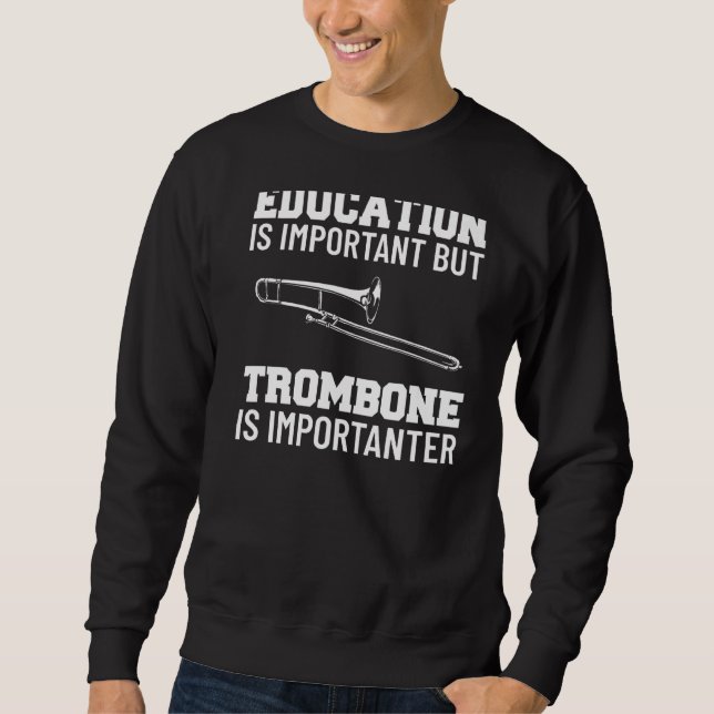 Moletom Músico cita Educação É Importante Trombone Pl (Frente)