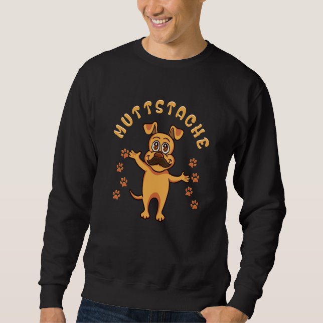 Moletom MuttStache Humorous Dog With Beard Mutt Mustache (Frente)