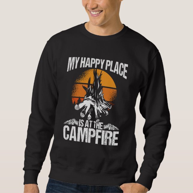 Moletom My Happy Place Is A The Campfire Camping (Frente)