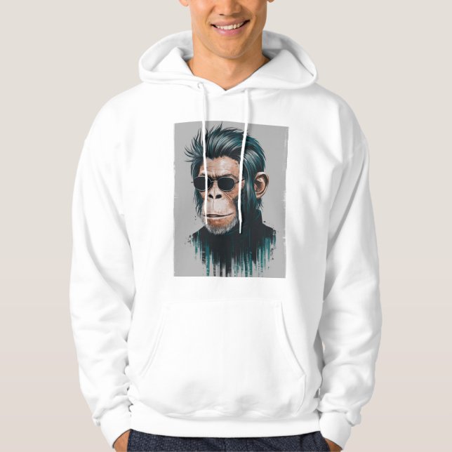 Moletom Na moda Chimp - Branco de roupa (Frente)