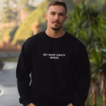 Na moda Men Black Eat Sleep Criar Slogan Repetir