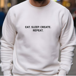 Moletom Na moda Men White Eat Sleep Criar Slogan Repetir