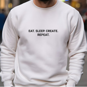 Moletom Na moda Men White Eat Sleep Criar Slogan Repetir