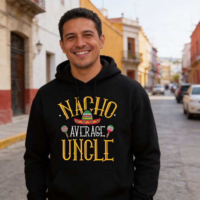 Moletom Nacho Média Tio T-Shirt (Nacho Average Uncle Black Hoodie For Men)