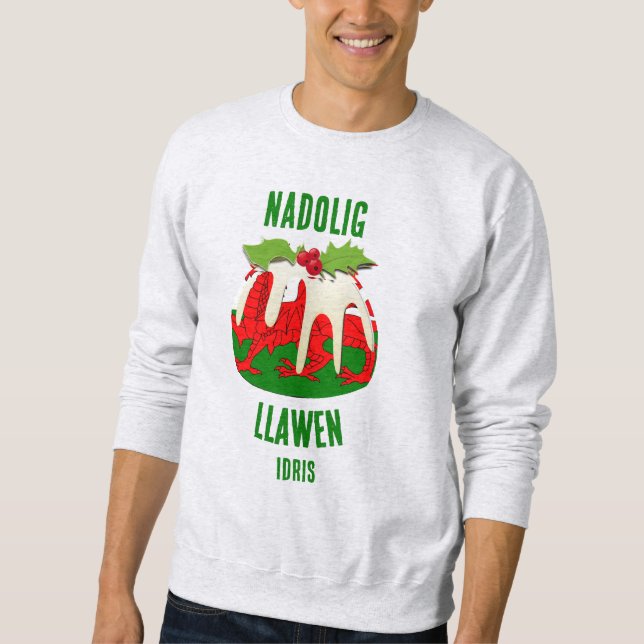 Moletom Nadolig Llawen WALES Welsh Felry Christmas Pudim (Frente)