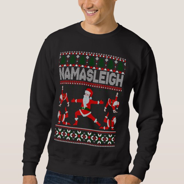 Moletom Namasleigh Ugly Christmas Sweater Meme Papai Noel (Frente)