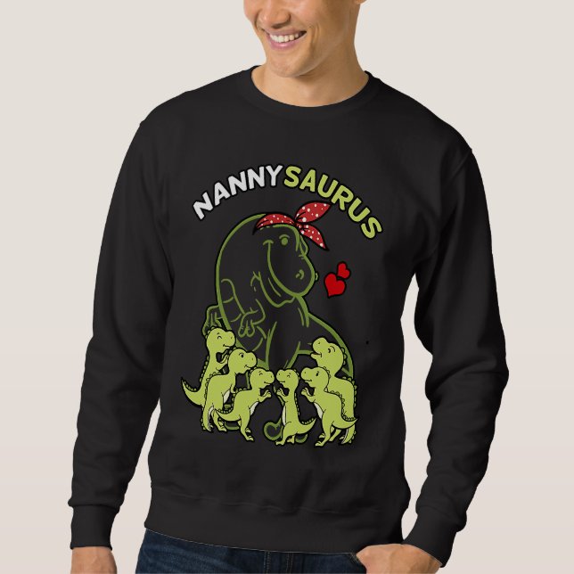 Moletom Nannysaurus Babá 6 Crianças Dinossauro Dia das Mãe (Frente)