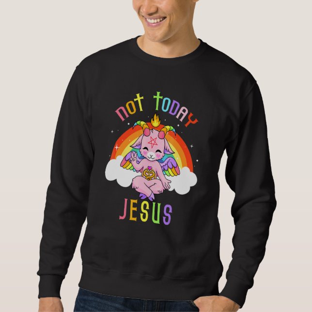 Moletom Não Hoje Jesus Satanás Bonito Baphomet Cabra Satan (Frente)