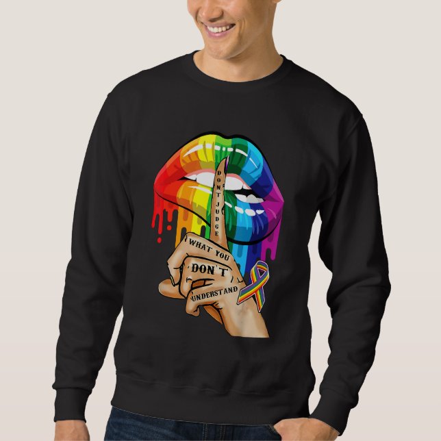 Moletom Não julgue o que você não entende Lgbt Pride L (Frente)