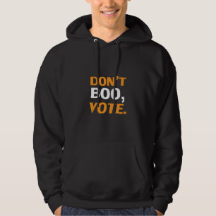 Moletom "Não vaias, vota" preto, cor de laranja, branco,