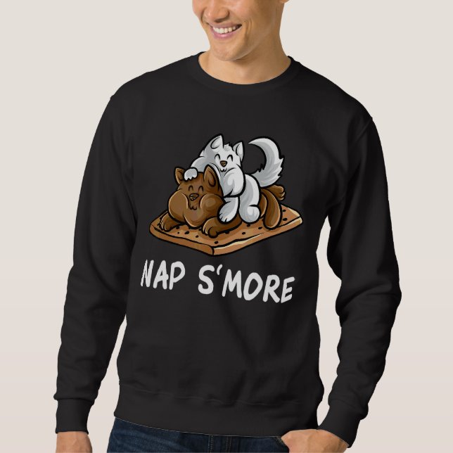 Moletom Nap S'more Marshmallow Camper Cat Camping Campfire (Frente)