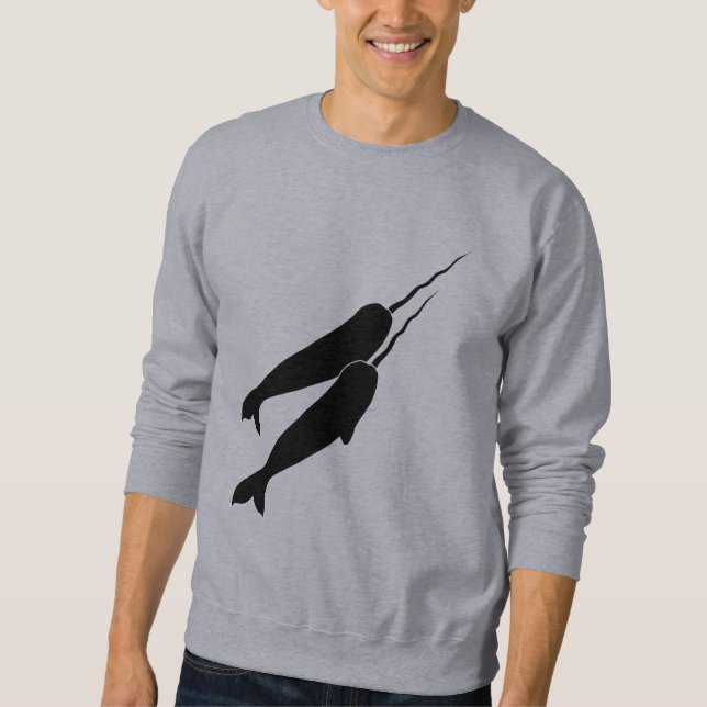 Moletom Narwhals bonito que nada junto a silhueta preta (Frente)