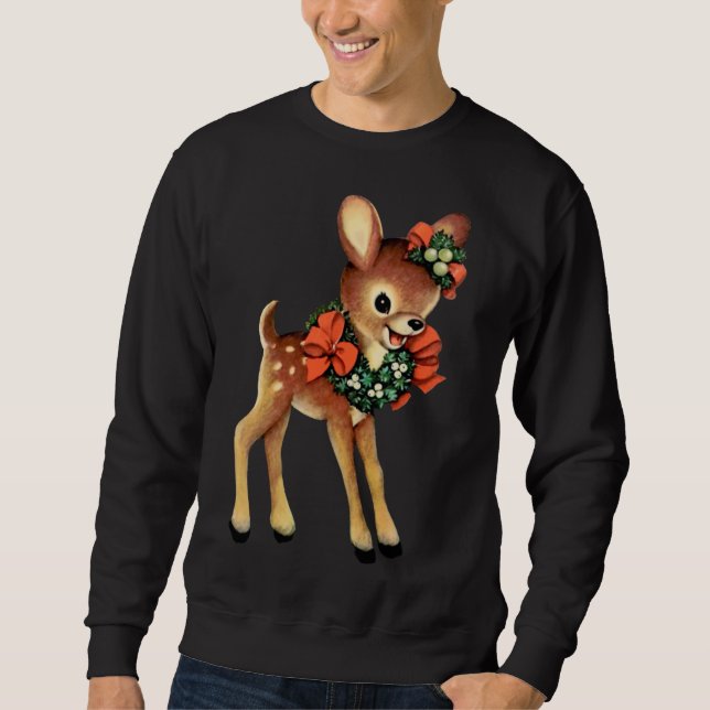 Moletom Natais vintages Reindeer Bonito Retro Natal (Frente)