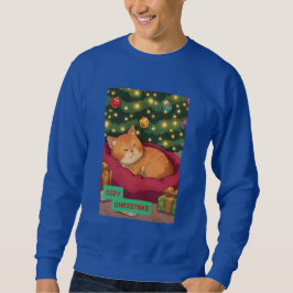 Moletom Natal Aconchegante com um Gato Laranja