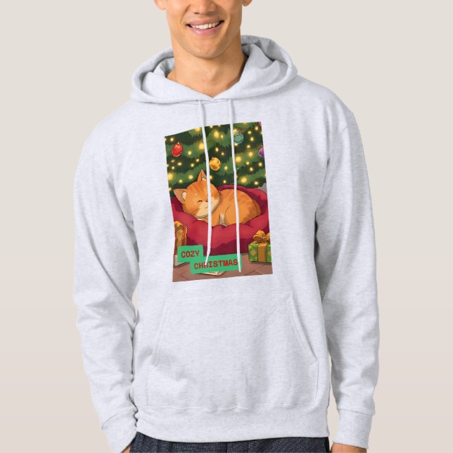Moletom Natal Aconchegante com um Gato Laranja (Frente)