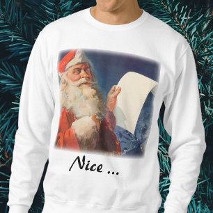 Moletom Natal Antigo, Papai Noel Lista de Meninos Maus e B