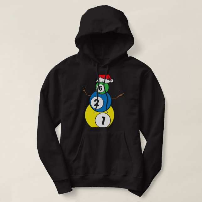 Moletom Natal Billiards Snowman Crianças Presente de Natal (Frente do Design)