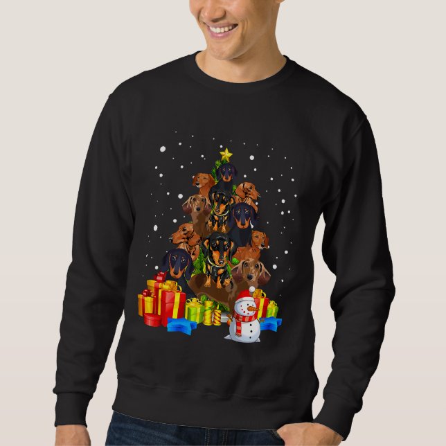 Moletom Natal Dachshund Tree Engraçado Pijamas (Frente)