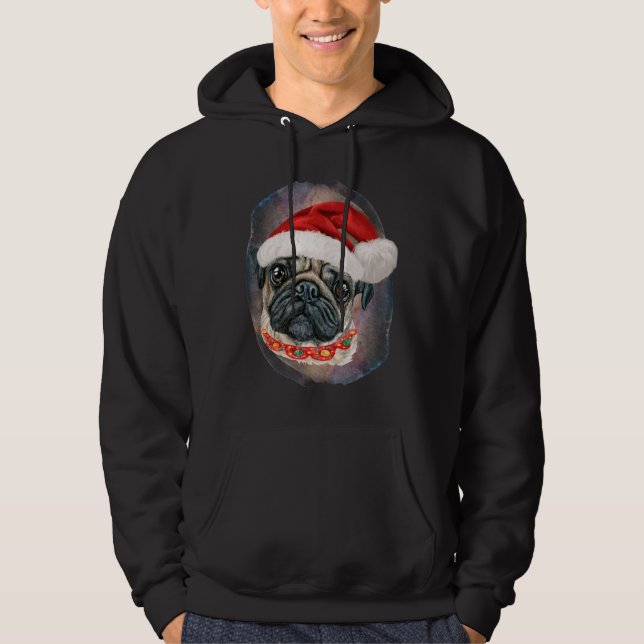 Moletom Natal divertido Pug cão de Natal (Frente)