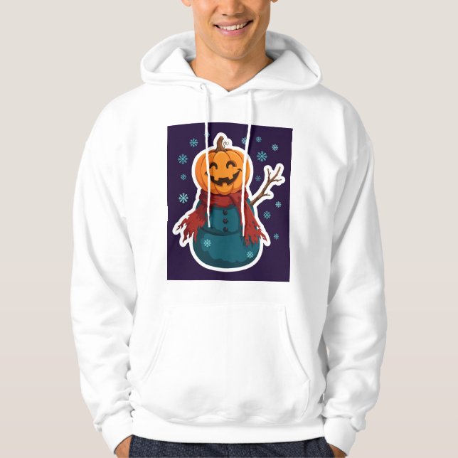 Moletom Natal do Boneco de Neve com Cabeça de Abóbora (Frente)