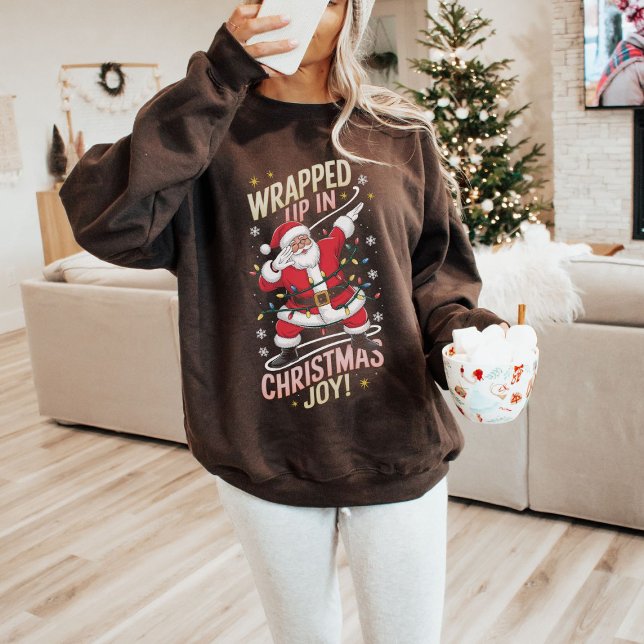 Moletom Natal dos papais noeis - Enrolado na Alegria de Na (Santa Christmas - Wrapped Up in Christmas Joy Sweatshirt
)