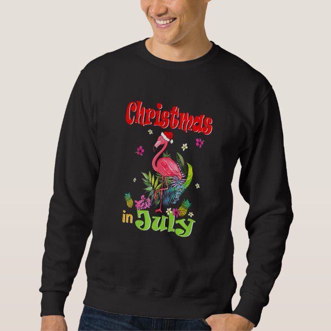 Moletom Natal Em Julho Para Mulheres Flamingo Rosa (Frente)