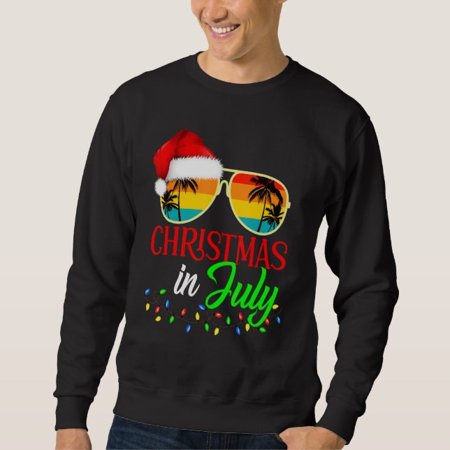 Moletom Natal em julho Santa Hat Óculos de sol Verão Vaca (Frente)