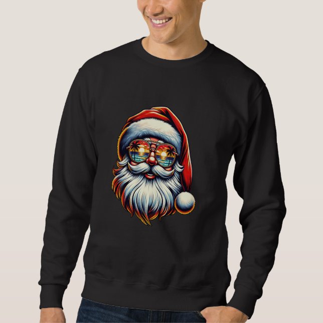 Moletom Natal em julho Santa Hat Sunglass Beach Sume (Frente)
