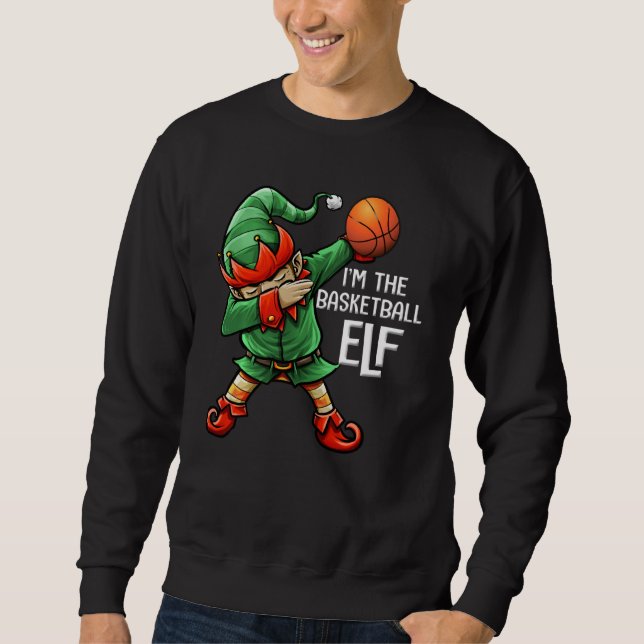 Moletom Natal Eu sou a família Elf de basquetebol a combin (Frente)