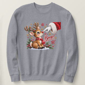 Moletom Natal fofo Papai Noel e Boop no Nariz da Rena Nata