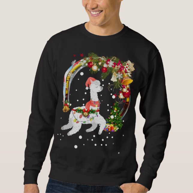 Moletom Natal Llama Santa Hat Ugly Xmas Tree Alpaca (Frente)
