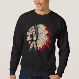 Moletom Nativo Americano do Skull Eagle Feather Headdre