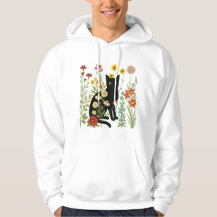 Moletom Natureza Botânica – Gato Preto no Jardim de Flores