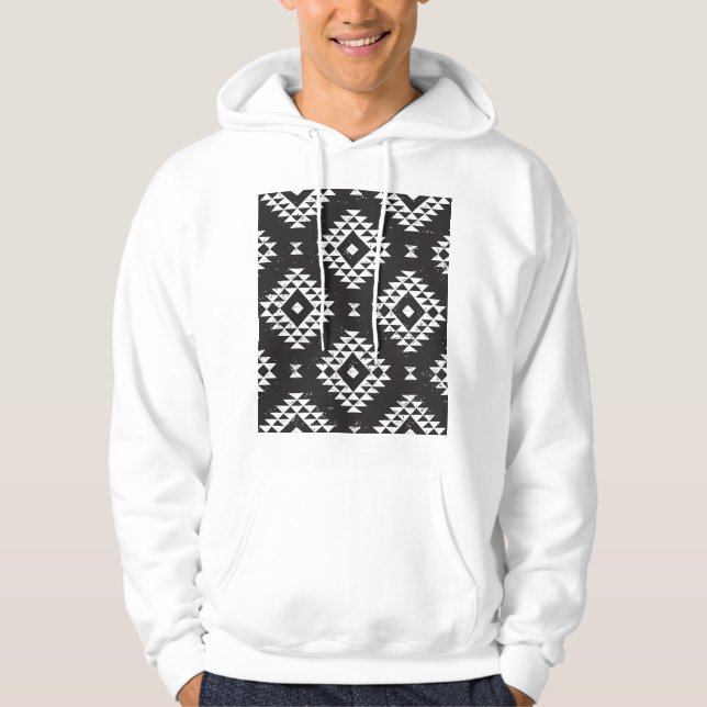Moletom Navajo Geométrico: Tribal Branco Negro. (Frente)