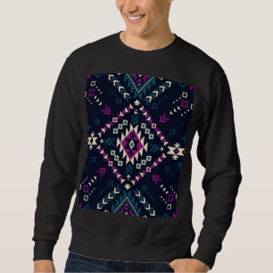Moletom Navajo tribal escuro, geométrico de vintage.