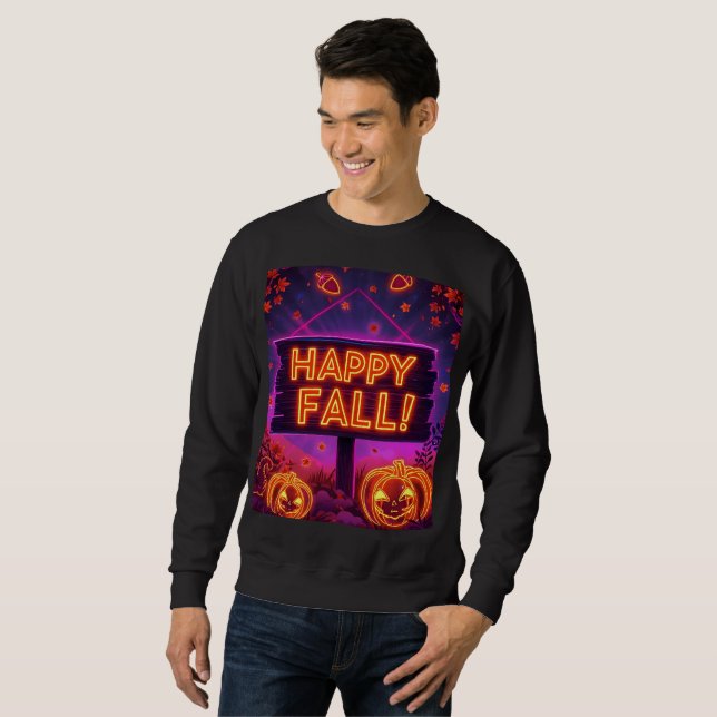 Moletom Neon Autumn Hoodie - Feliz Queda Folhas, Pumpkins  (Frente Completa)