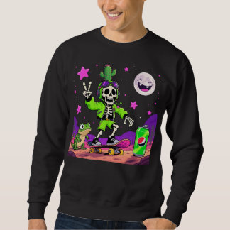 Moletom Neon Skeleton Skateboarder Rebel Cartoon