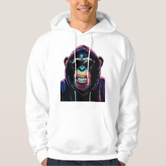 Moletom Neon Vibe – Stylish Chimpanzee in Hoodie and Sungl