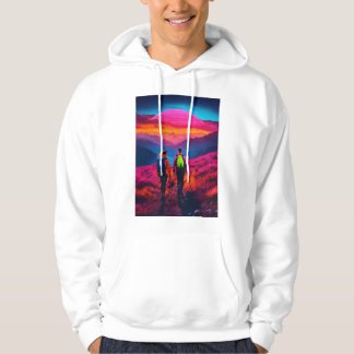 Moletom Neon Vibes Mountain Hike Hoodies para Casais - Sty