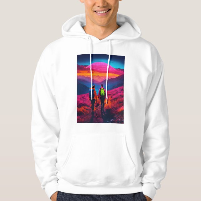 Moletom Neon Vibes Mountain Hike Hoodies para Casais - Sty (Frente)