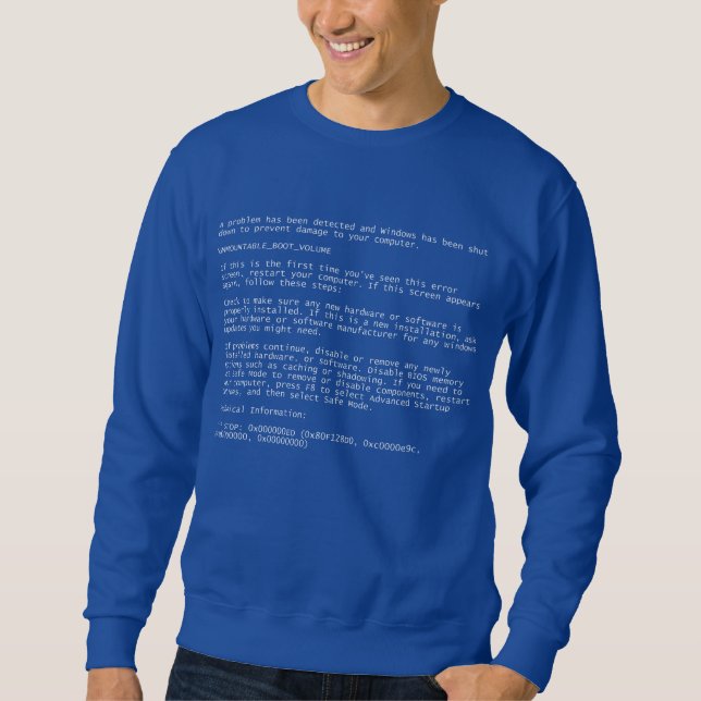 Moletom Nerd Windows Blue Screen of Death Error (EN) (Frente)