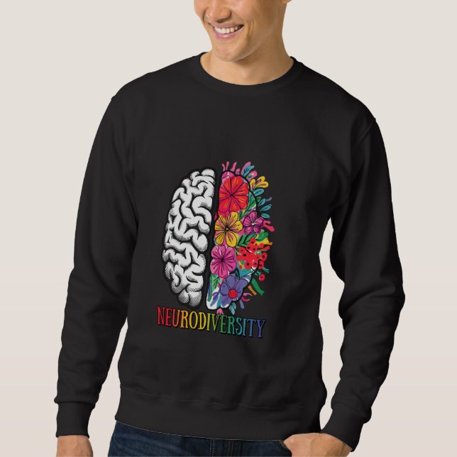 Moletom Neurodiversidade Cérebro Flores Autismo Consciênci (Frente)