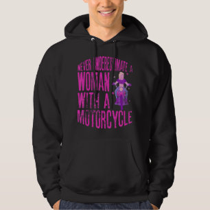 Moletom Never Underestimate A Woman With A Motorcycle A Fu