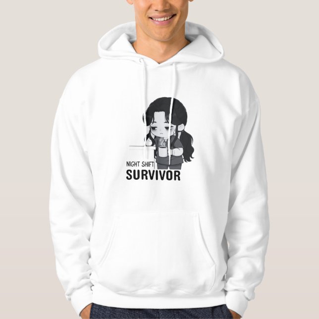 Moletom Night Shift Survivor Relatable Chibi Nurse Illustr (Frente)