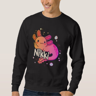 Moletom NIKKI - Belo nome de menina com adorável AXOLOTL