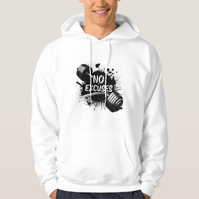 Moletom No Excuses Hoodie – Bold Motivational Typography (Frente)