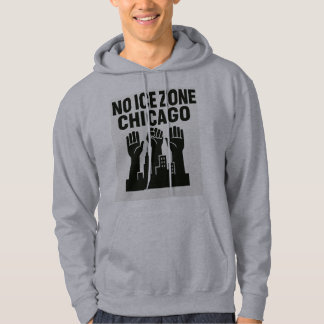 Moletom No ICE Zone Hoodie – Raised Fists Over Chicago Sky
