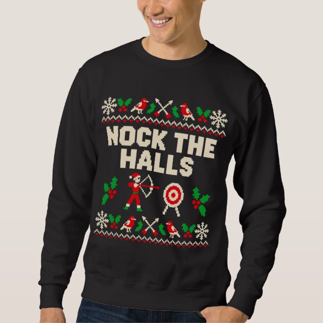 Moletom Nock the Halls Presente Divertido de Arco e Flecha (Frente)