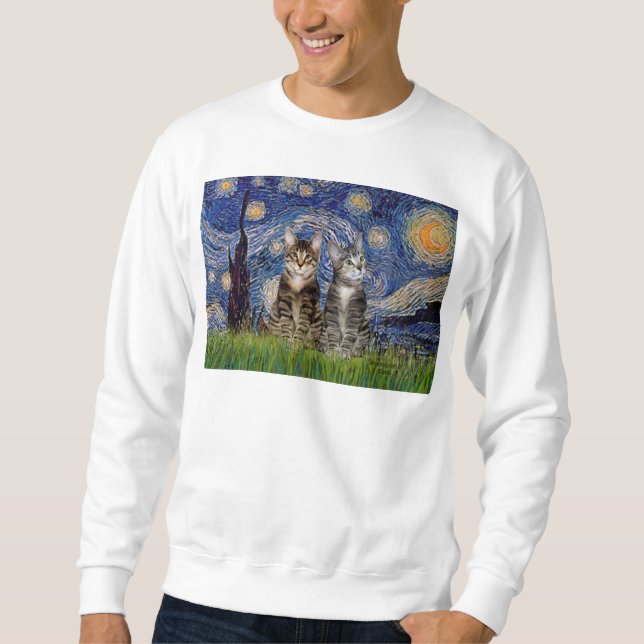 Moletom Noite Estrelada - Dois Gatos Tigres Tabby (Frente)